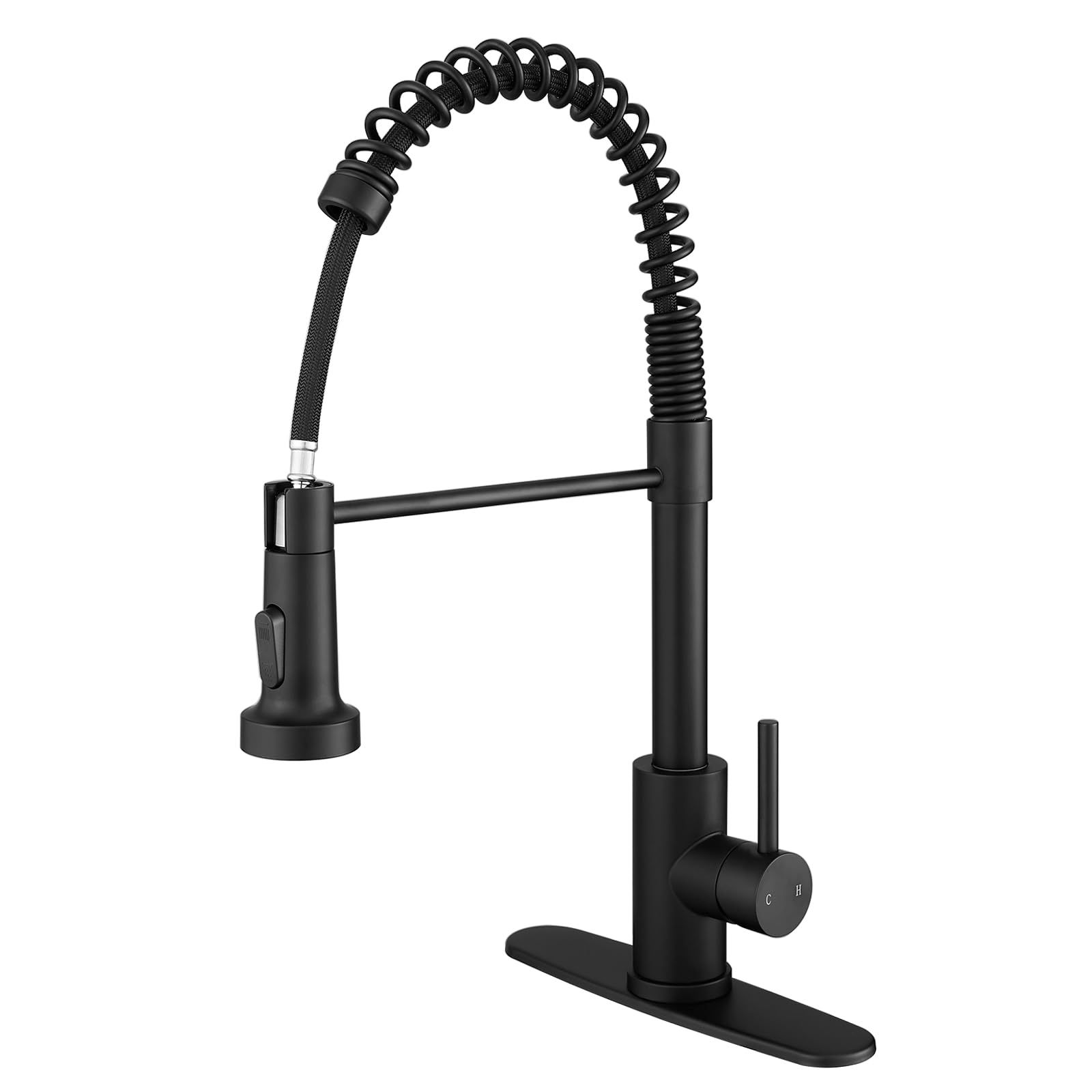 VOTON Kitchen Faucets with Pull Down Sprayer, Modern Black High Arc Spring Farmhouse Sink Faucet with Dual Function Sprayer Faucet for Bar Rv Kitchen Laundry Utility