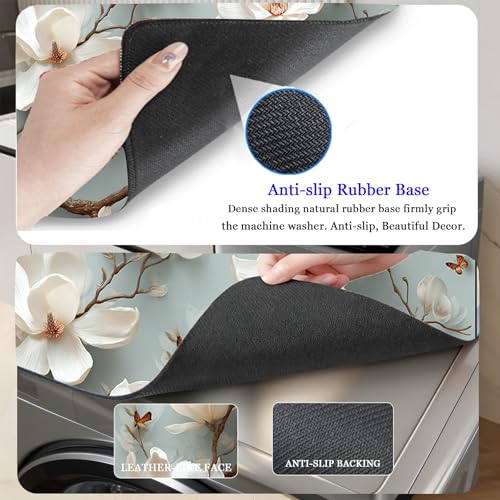 Image of Washer and Dryer Covers for the Top, Non-slip Dryer Top Protector Mat, Dust-proof Washing Machine Cover, 23.6 inch x 19.7 inch (Magnolia, 23.6 inch x 23.6 inch)