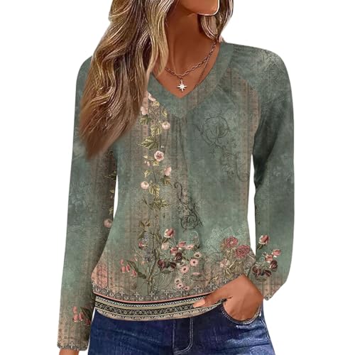 FlekmanArt Fall Fashion for Women 2025 V Neck Long Sleeve Shirts Banded Bottom Pleated Tops Dressy Casual Blouses