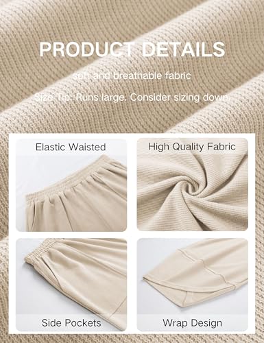 Image of Xiaoxuemeng Womens Baggy Wide Leg Pants Casual Elastic Waisted Palazzo Harem Pants with Pockets