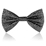 Heyu-Lotus Glitter Bow Tie Sparkling Sequin Bowtie and Adjustable Strap Buckle Shiny Glittering Pre-tied Bow tie for Men Bachelor Dance Hen Night Party Carnival Christmas Fancy Dress Stage Show
