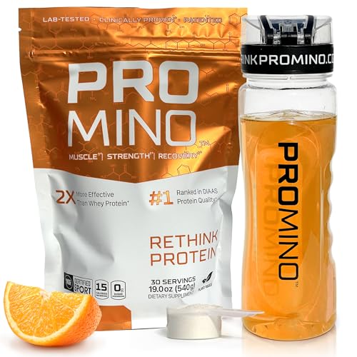 Promino, 1 Scoop = 75g Whey Protein*, Extra-Strength Leucine (EAA + BCAA), Muscle Recovery, NSF Certified, 100% Absorbability, GLP-1 & Bariatric Support, Pure Protein w/o Calories - Orange 30 Servings