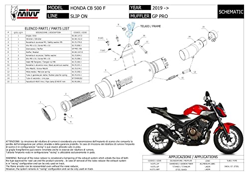 Pot d'échappement Mivv GP-Pro acier noir homologué pour Honda CB 500 F 2023 2024