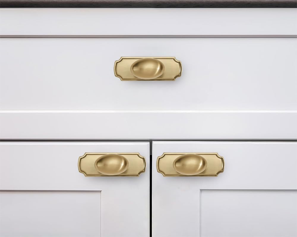 Round Brushed Brass Cabinet Knob - 284+287, 1-3/8 in (35 mm) — KHTUMEWARE