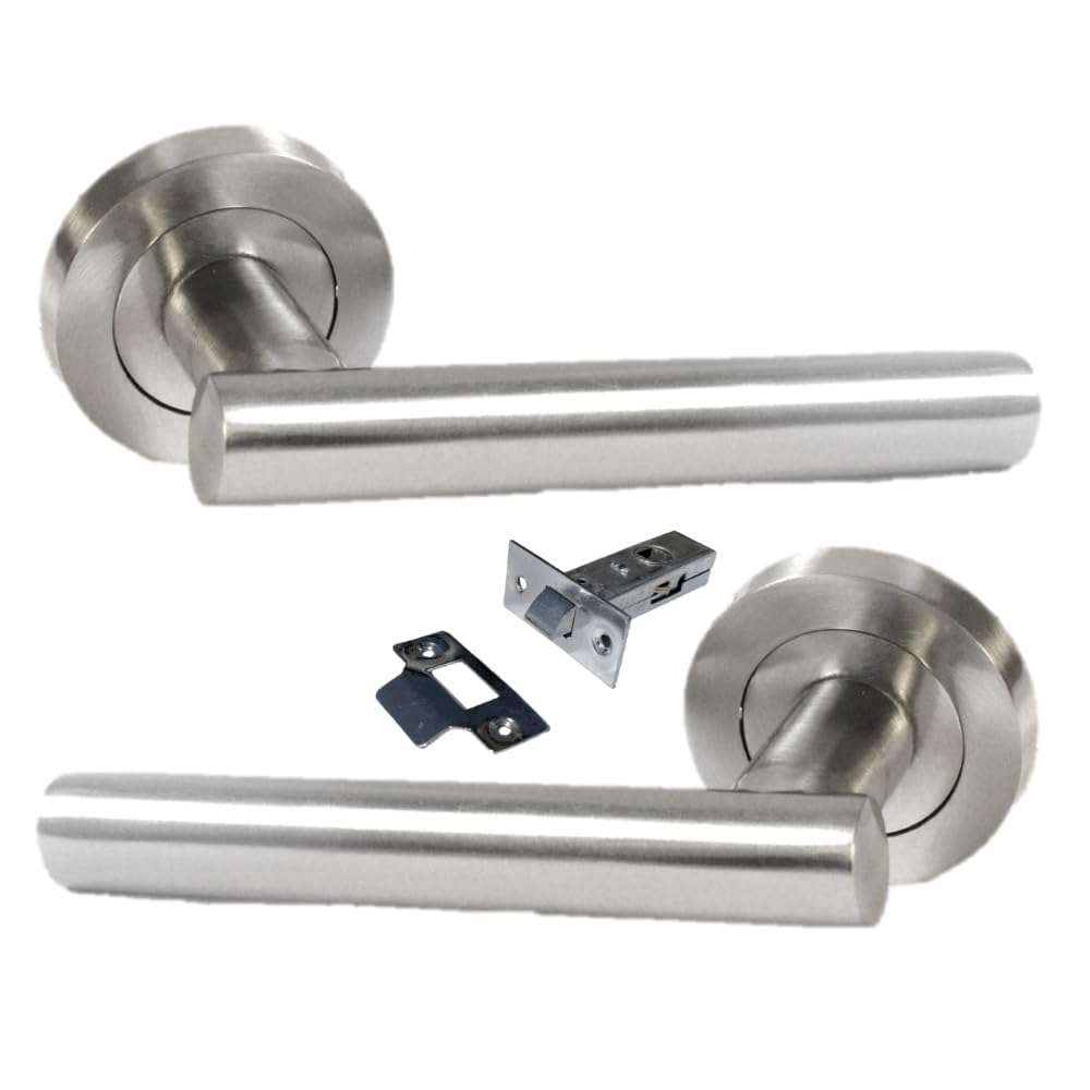 Epsom T-Bar Lever on Rose Door Handle – Satin Nickel, 123mm Lever, 52mm Rose – Standard – [1 Pack] with Tubular Latch
