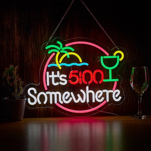 Geewkooy Its 5 00 O'clock Some Where Neon Sign for Wall...