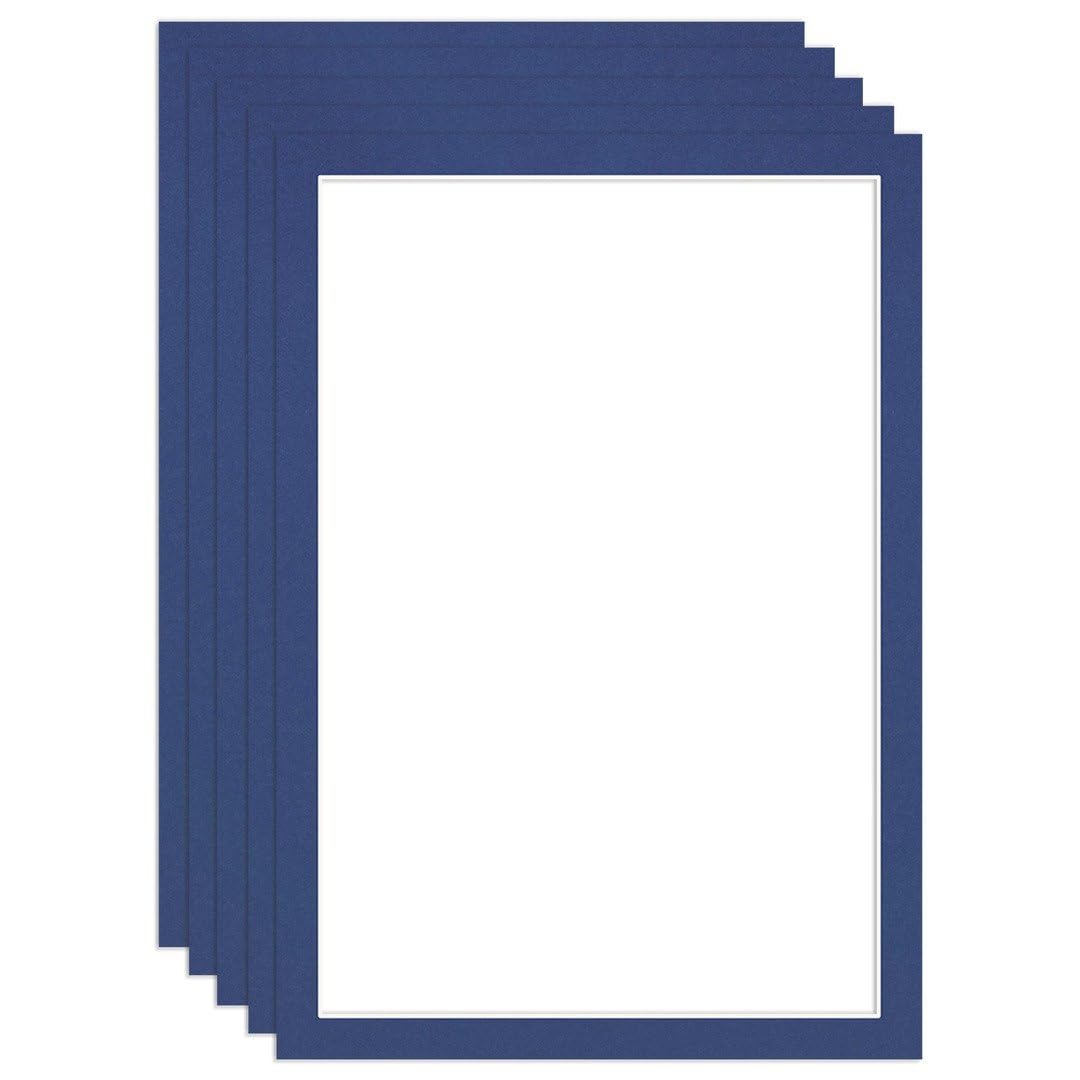 Procut Global 100x70cm Blue Picture Mounts to Fit 90x60cm Aperture - Precision Cut Cardboard Photo Mount - Ideal for Frames, Prints, Artwork & Certificates - Sizes & Colours Available - 5 Pack