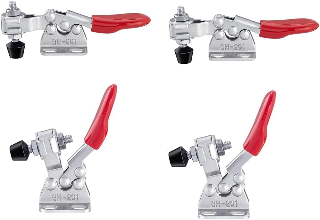 Serplex® 4 Pcs Toggle Clamps Horizontal Type, GH-201 Quick Release Hold Down Latch, Heavy Duty Latch For Woodworking Smoke Jointer Jig Tool Fixtures Holding Capacity 60 lbs/27kg