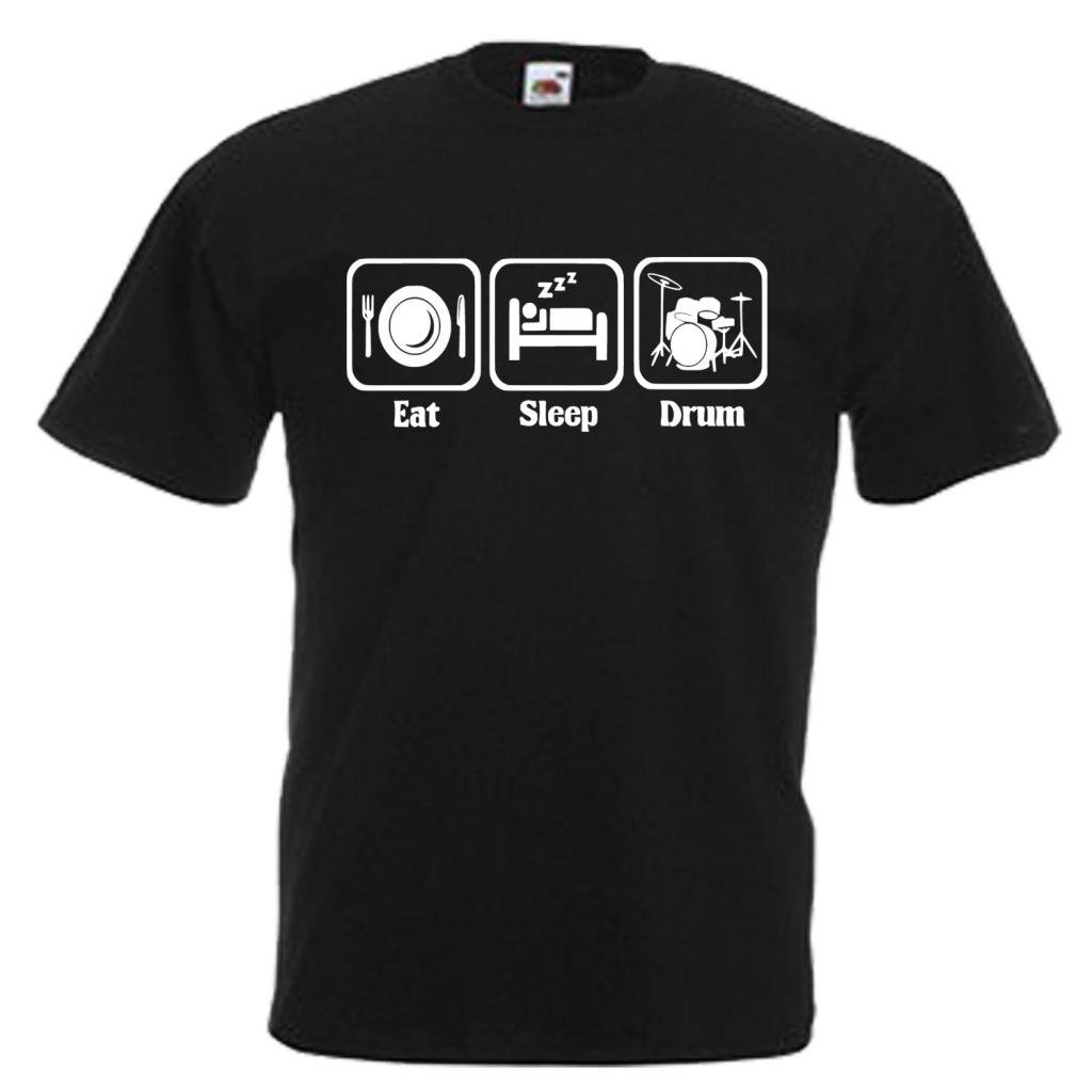 shaniztoons Eat Sleep Drum Drums Drummer Band Adults Gift Mens Unisex T-Shirt Small Black