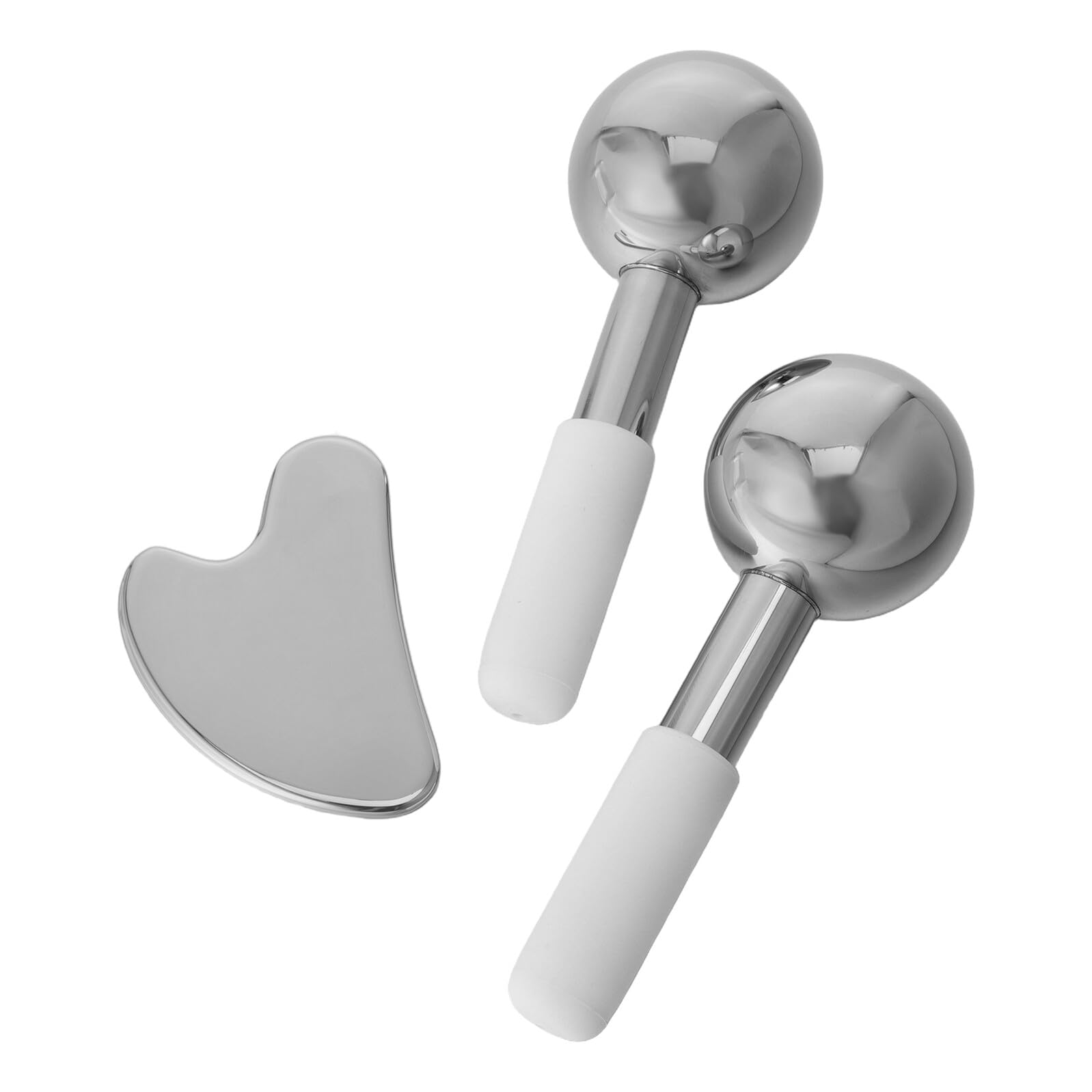 YARNOW Set Gua Sha in Acciaio Inossidabile Sfere di Ghiaccio per Massaggio Viso e Corpo, Massaggiatore Rinfrescante per Viso e Collo, Strumenti Multifunzionali per Trattamenti Spa