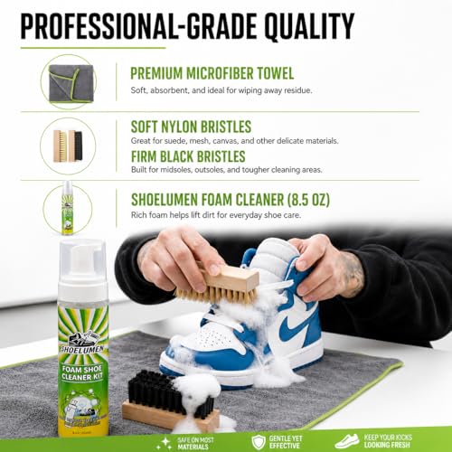 Kit limpiador para zapatillas con 2 cepillos y toalla miniatura 5