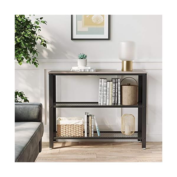 VASAGLE Industrial Console Table, Hallway Table with 2 Mesh Shelves, Side Table and Sideboard - Image 5
