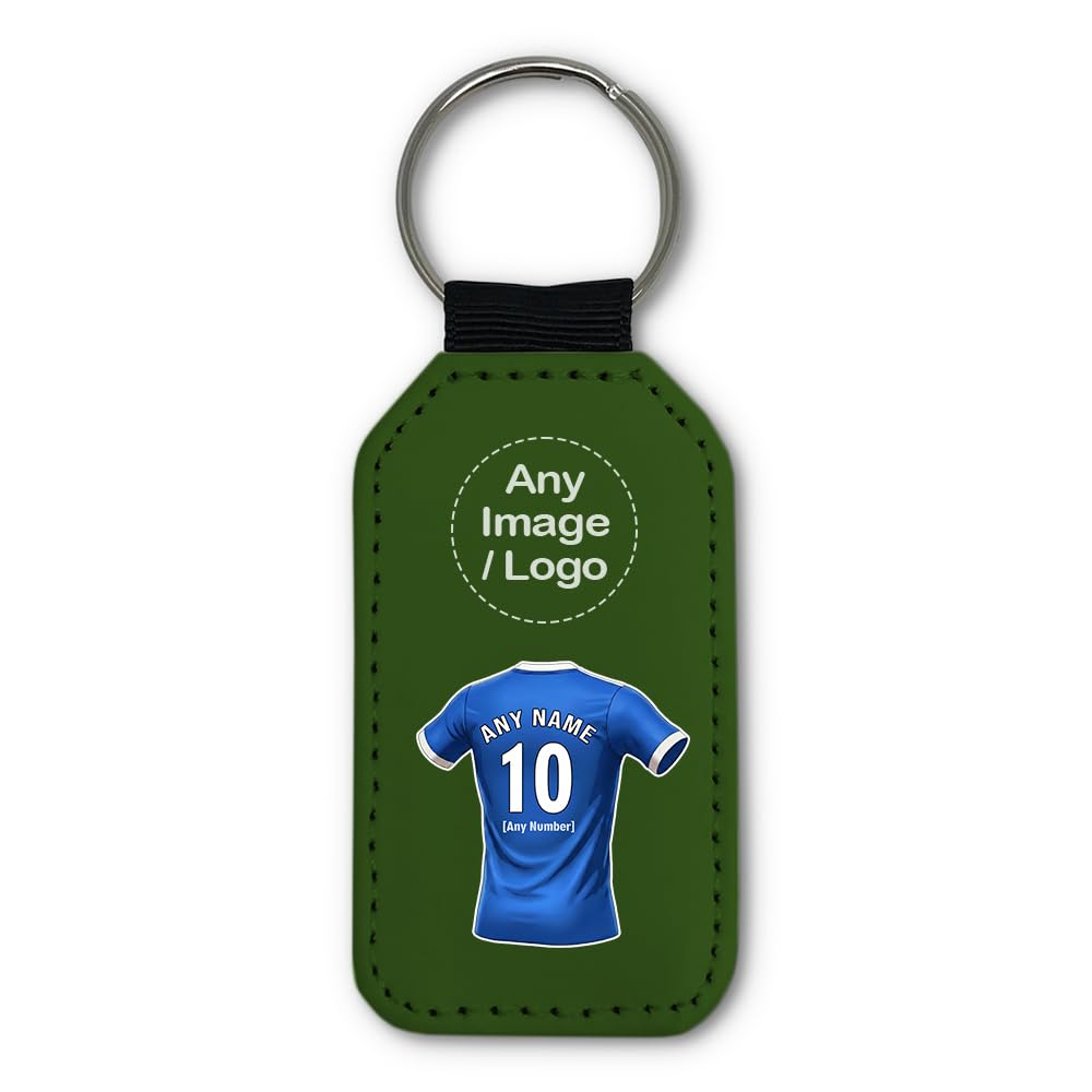 UNIGIFT Personalised Gift - Ipswich Fan Green Rectangle Keyring (Blue Football Jersey Design) Custom Name Keychain - Suffolk IP1 Club