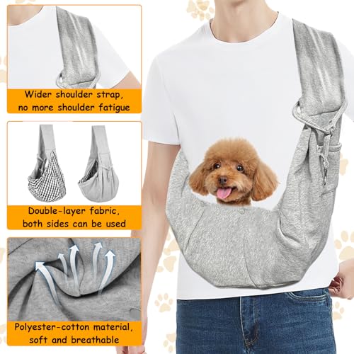 Hundetragetasche Welpen,Hunde Tragetasche Hundetasche für Kleine Hunde 7.5kg,mit Sicherheitsschnalle,Grau Verstellbar Wendbarer Transporttasche für Outdoor-Gehen, Reisen, Einkaufen