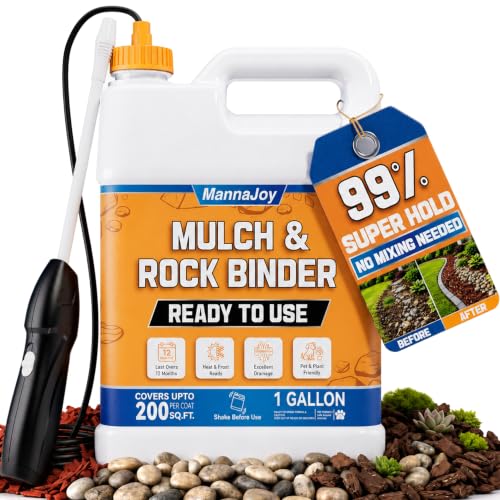 Mulch and Rock Glue for Landscaping with Electric Sprayer 1 Gallon Ready-to-Use Gravel Glue Weather-Resistant Outdoor Mulch Binder for Pea Gravel Pebbles River Rock Patios Gardens Walkways