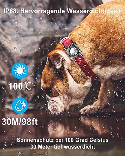 ONEONTA Airtag Hülle Wasserdicht für Hunde - Hundehalsband Mit Halterung - Hundeanhänger - Abnehmbar, 2.7CM Breite