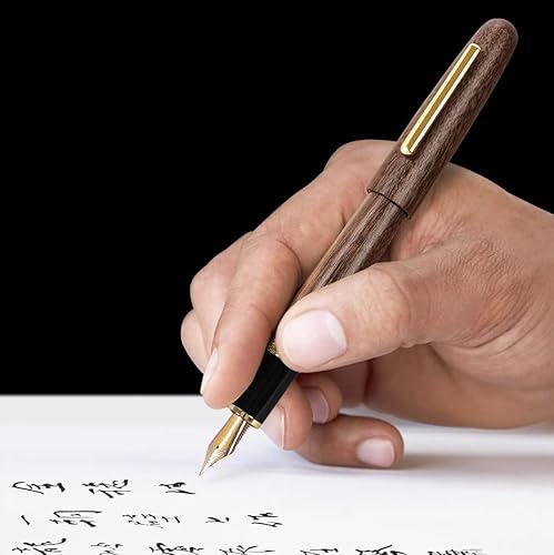 Miniatura 5 de Jinhao 9056 Pluma estilográfica vintage de madera natural, punta fina, palisandro