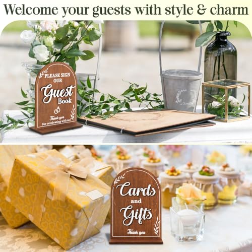 Stofinity Wooden Wedding Signs For Ceremony And Reception - Cards And Gifts Sign, Please Sign Our Guestbook Signs, Rustic Wedding Guest Book Signs Decorative Signage For Table Decor - Thumbnail 3