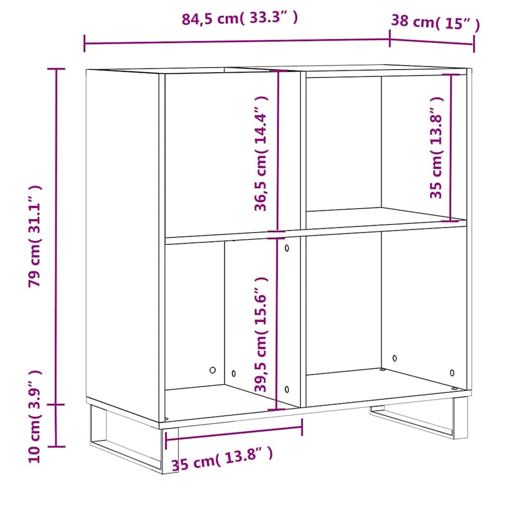 vidaXL Mobile Porta Dischi Bianco 84,5x38x89 cm in Legno Multistrato
