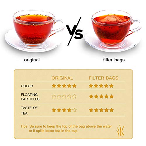 300PCS Disposable Tea Filter Bags with Drawstring | 100% Natural & Safe Loose Leaf Tea Empty Tea Bags, 1-Cup Capacity