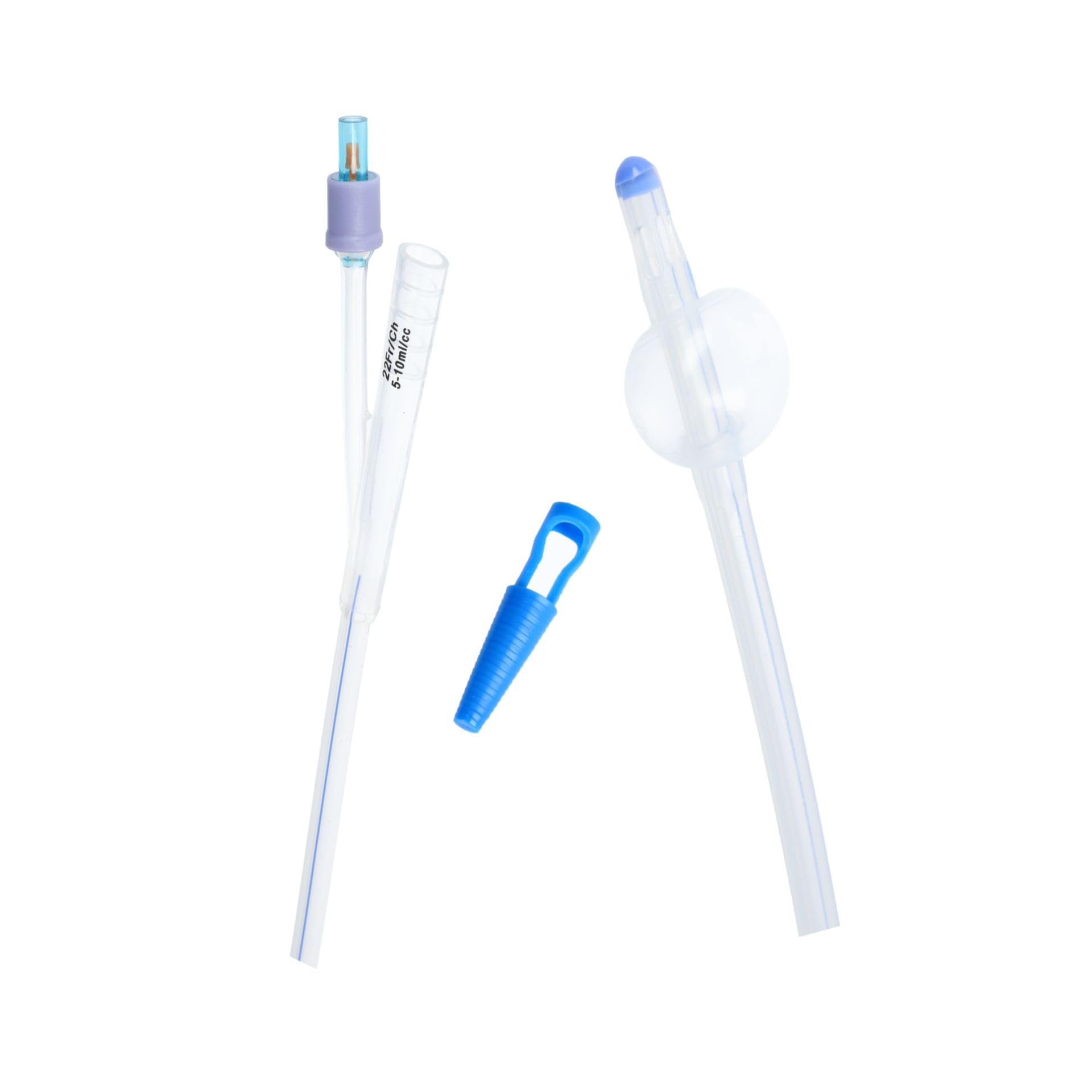 Sonda a due vie CH 22 con valvola in plastica (100% silicone, contrasto radiologico),palloncino 5-10 ml - 10 pezzi