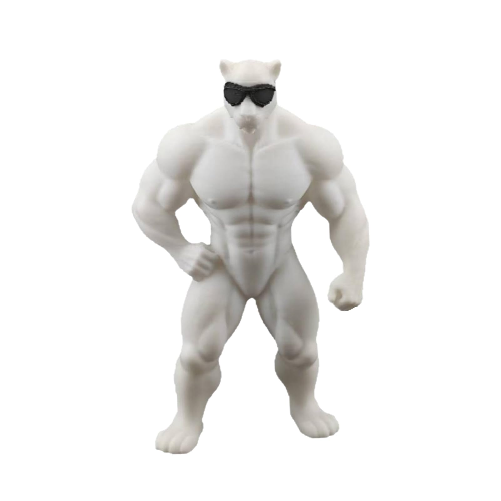 Glifora 3D Printed Cool Leopard Figurine - Funny Muscular Animal Statue with Sunglasses for Home, Office, Room, Desk and Shelf Decor