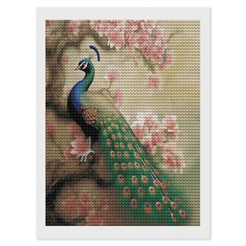 Pintura de diamante de pavo real VstaDank completo redondo para adultos