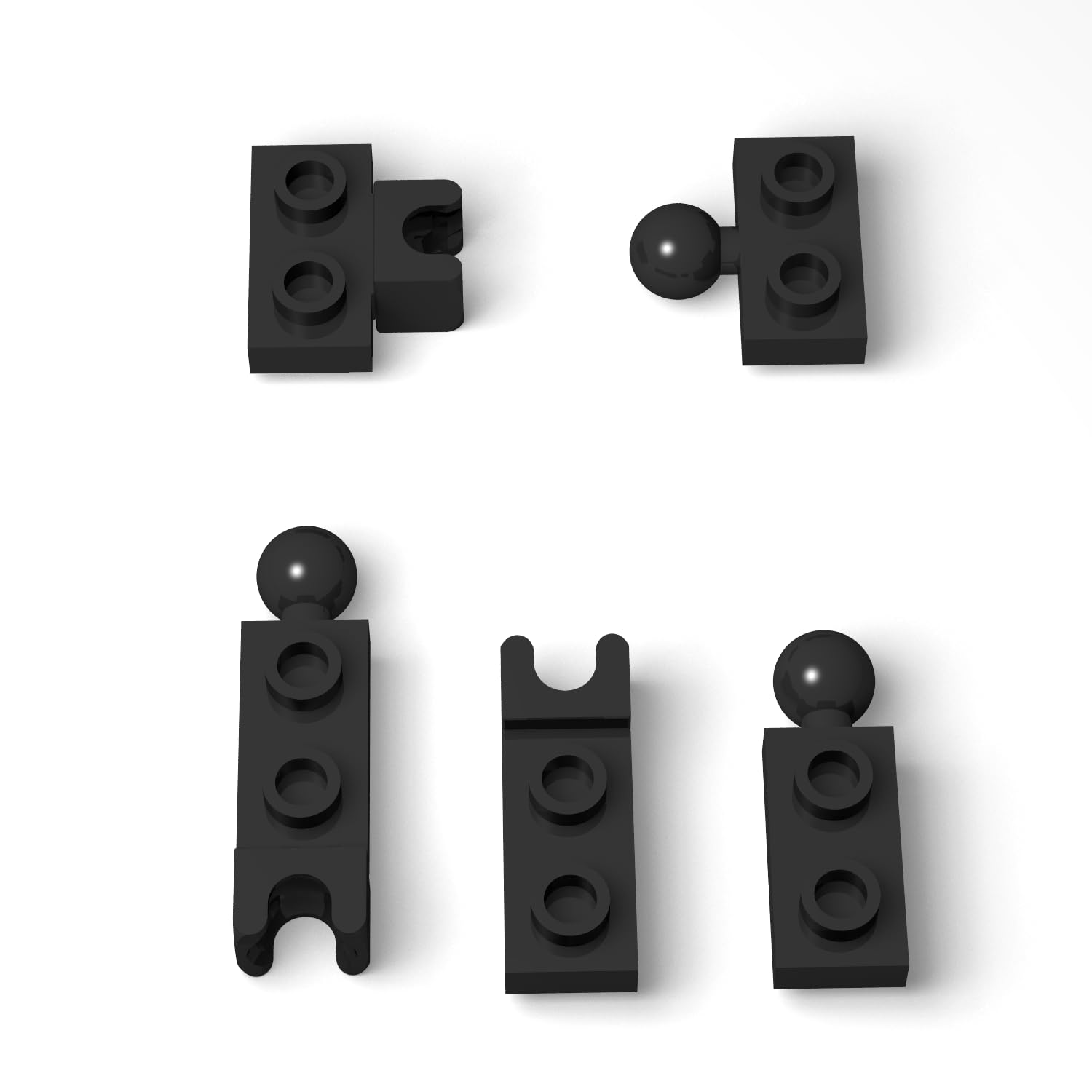 105 Piece Classic Building Black Ball Joint Plate Bulk, 5 Sizes Model Ball and Socket Joints, Compatible with Lego Parts and Pieces(Black)