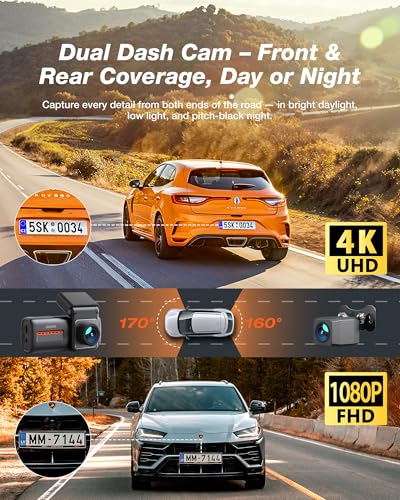 Image of iZEEKER 4K Dash Cam Front and Rear, WiFi 6 Dashcam with FREE 32GB Card, 4K+1080P Dual Dash Camera, 2.99 inch IPS Display, APP Control, Night Vision, G-Sensor, Loop Recording, 24H Parking Mode Supports