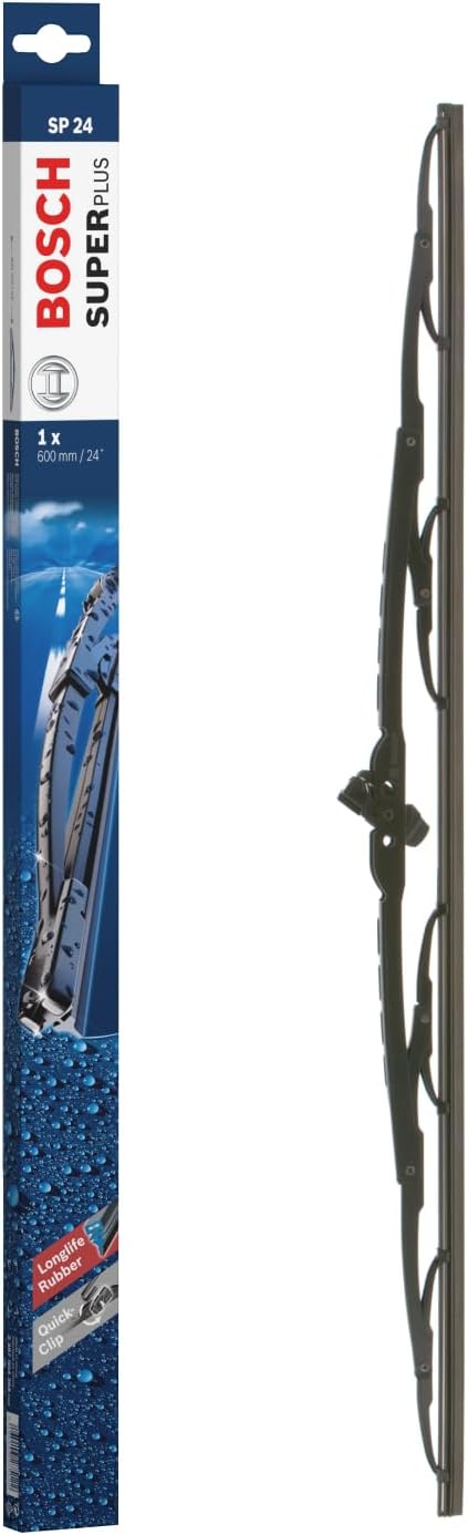 SuperPlus SP 24 Front Windscreen Wiper - 1 Blade, 600 mm | Replacement Blade, Comes with Pre-assembled Quick-Clip Adapter - Only for right-hand drive (UK)