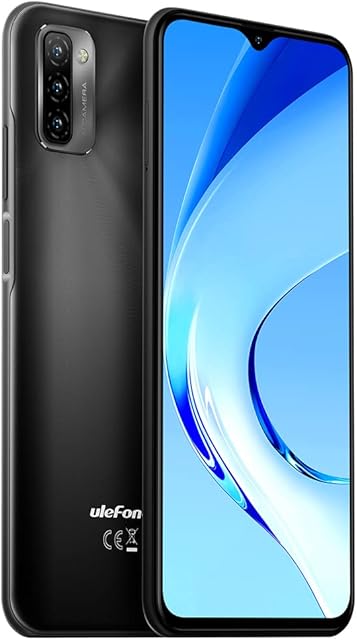 Ulefone NOTE 12 Mobile Phone Unlocked, 4GB + 128GB, 7700mAh Massive Battery DUAL SIM-Free Smartphone 4G, 6.82'' HD+ screen, 3-Card Slot Design, Android 11, 13MP Triple Camera, GPS Face Unlock Black