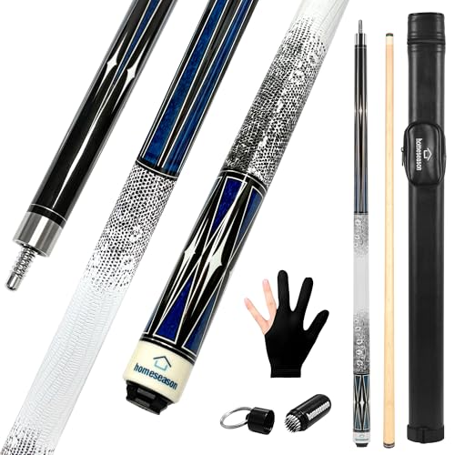 HomeSeason Pool Cue Stick 58' Billiard Cue Sticks 3D Printed Grip Professional Low Deflection Pool...