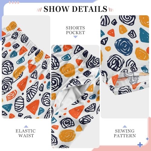 Cartoon Triangle Circle Pajama Pants Lounge Sleep Pants Elastic Waist Long Pajama Bottoms with Pockets for 6-14 Years4