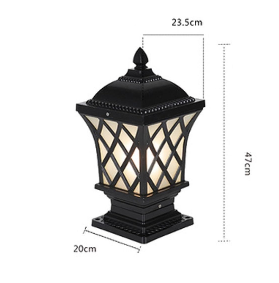 Lampa Słupki Aluminiowa Kolumna Świetlna Na Zewnątrz Trawnika Ogrodzenie Podwórko Słupek Lampa Wodoodporna Europejski Styl Ogród Willa Światło Zewnątrz i Drogę(23.5 * 23.5 * 47cm)