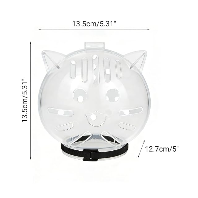Foto 4 de 7 de Bozal transparente para gato, cubierta facial ajustable con capucha transpirable para aseo, corte de uñas