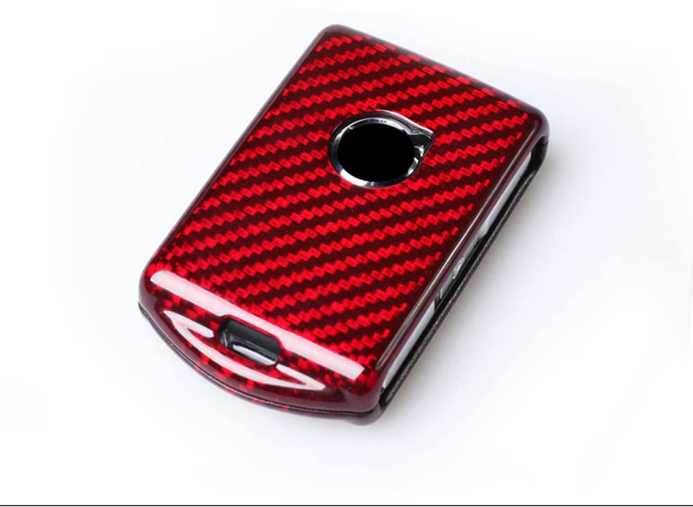 ontto Kohlefaser Autoschlüssel Hülle Cover Passt für Polestar 1 2 Volvo XC40 XC60 XC70 XC90 S60 S80 S90 C30 C40 V70 V90 T5 T6 Schutzhülle Schlüsselcover Schlüsselanhänger 4 Tasten-Rot (Entlüftung)