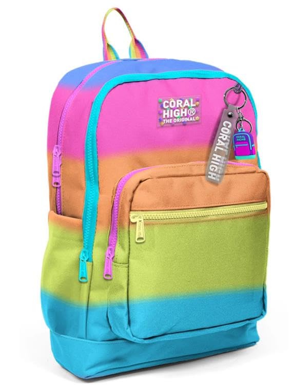CORAL HİGH KIDS Renkli Çizgili Dört Bölmeli Okul Sırt Çantası, 23770