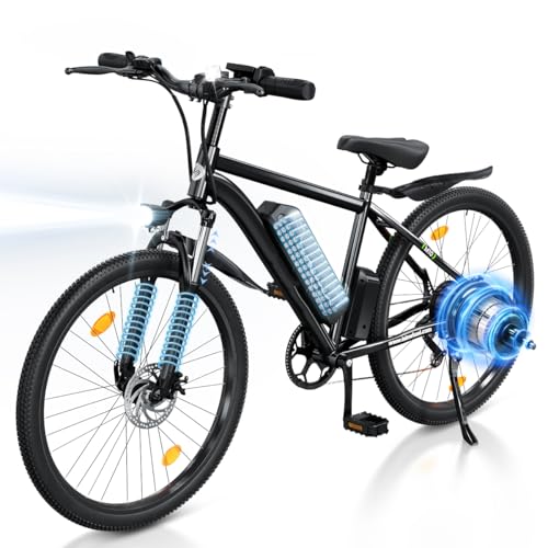 Finbike E Bike für Erwachsene, 26 Zoll Elektrofahrräder 250W Motor Electric Bicycle mit 36V 10.4Ah Herausnehmbarem Akku, 100KM Reichweite, Ebike mit 7 Geschwindigkeiten, Schnellaufladung