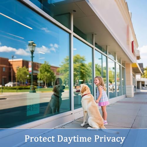 Image of Coavas One Way Privacy Window Film with 3 Tools, Reflective Window Tint for Home, Daytime Privacy See Out Not in, Heat Control & UV Blocking Adhesive Covering for Bedroom Office,23.6 x 393.7Inch,Blue