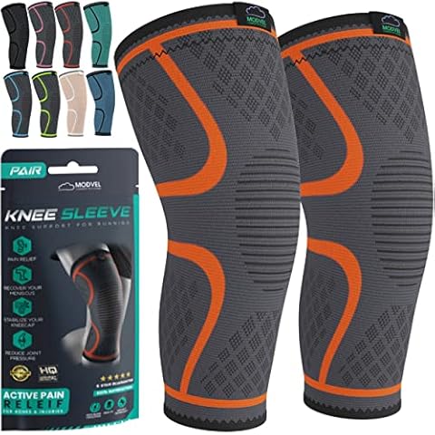 Modvel Compression Knee Sleeve (1 Pair) - Ultra Flexible, Comfortable Knee Brace for Men and Women, Great for All Athletics, Volleyball, ACL, Stabilizer for Arthritis and Knee Pain Relief, M (MV-111) Cover