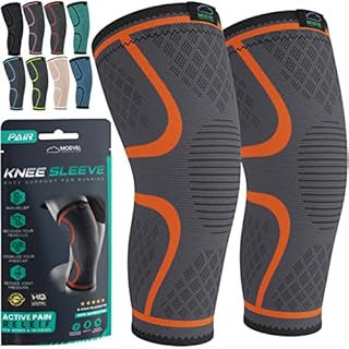 MODVEL Knee Braces for Knee Pain Women & Men - 2 Pack Knee Brace for Knee Pain Set, Knee Brace Compression Sleeve, Knee Braces for Knee Pain Meniscus Tear, ACL & Arthritis Pain Relief - Knee Sleeves