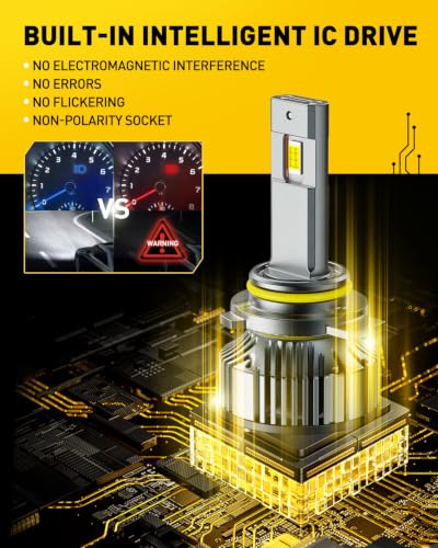 Image of AUXITO 9012 HIR2 LED Bulbs Combo, 15X Brighter, 5-Min Install, IP68, 2 Pack