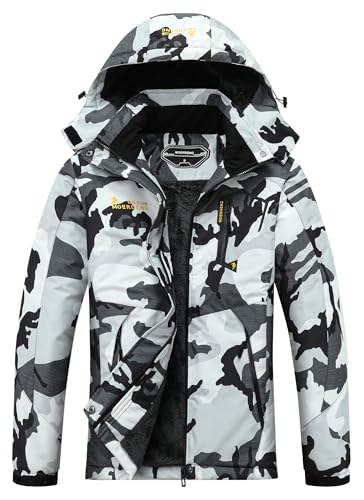 Image of MOERDENG Women's Waterproof Ski Jacket Warm Winter Snow Coat Mountain Windbreaker Hooded Raincoat Jacket