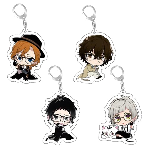 DJMANMENGG Bsd Keychain Anime Bungou Stray Dogs Chuuya Nakahara Dazai Keychain Acrylic 10pcs (B)