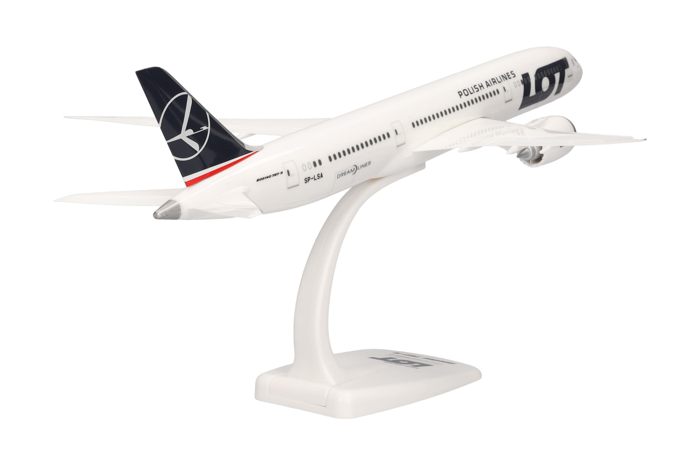 Herpa Maquette Avion LOT Polish Airlines Boeing 787-9 Dreamliner, echelle 1/200, Snap-fit Model, pièce de Collection, d'avion avec Support, Figurine Plastique