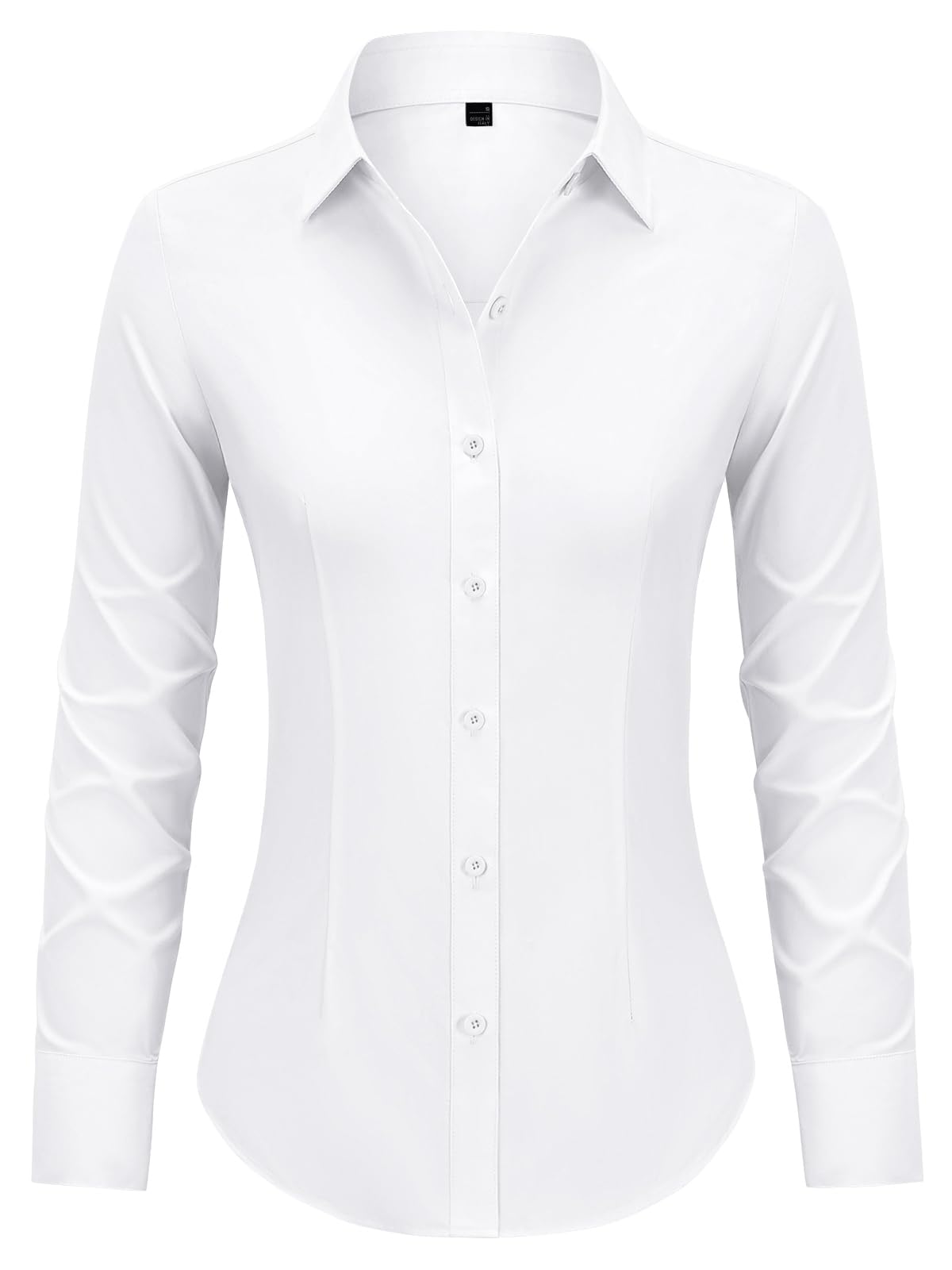 Button Down Shirts for Women Fitted Dress Shirt Wrinkle Free Collared Blouse Work Business Office Attire Fall Outfits
