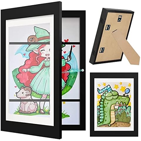 Marco de fotos de madera con bisagra y apertura frontal para obras de arte Cover