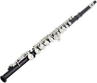 Juspins Western Concert Flute Cupronickel Nicke Plated 16 Holes C Key Woodwind Instrument with Cleaning Cloth Stick Gloves Mini Screwdriver Padded Case Black