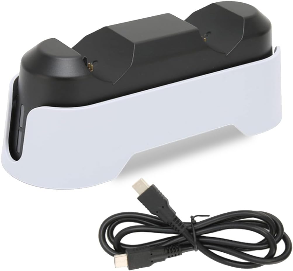 Charging Station for PS5 Controller,Dual Controller Fast Charging,Approx. 3H Charging Time with LED Indicator,5.1V Fast Charging AC Adapter for PS5 Controller Dual Charging Dock(White)