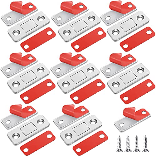Image of FATLODA 8 Pack Magnetic Door Catch, Ultra Thin Cabinet Magnets Stainless Steel Cabinet Door Magnetic Catch, Adhesive Cabinet Door Magnets for Kitchen Closet Drawer Magnetic Cabinet Latch